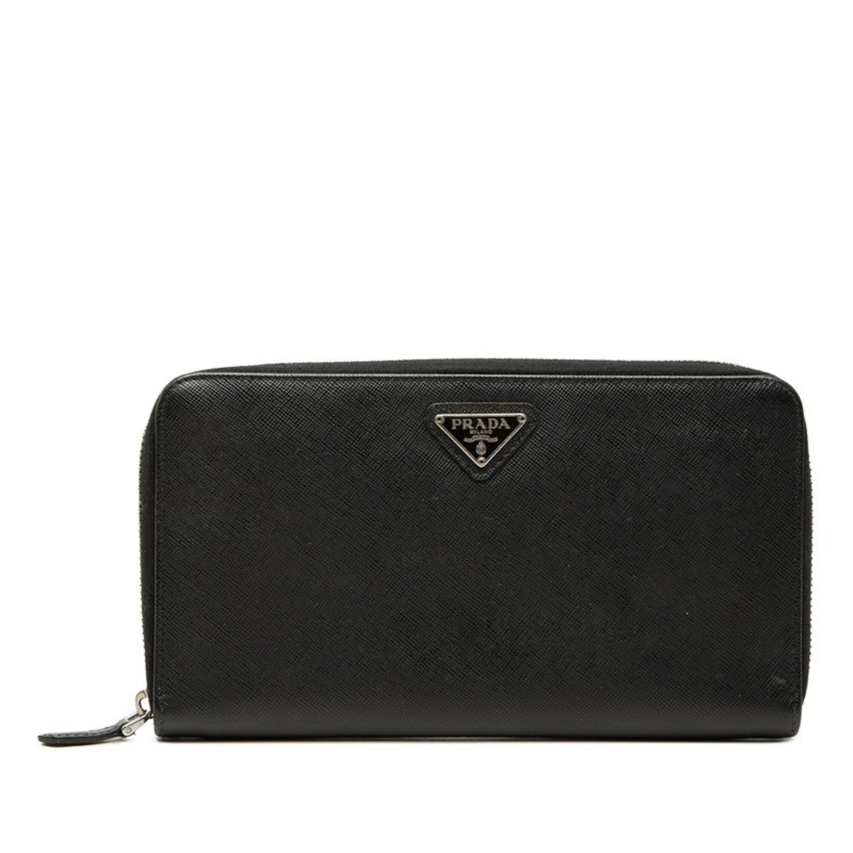 Prada Saffiano Black Leather Long Wallet (Bi-Fold) (Pre-Owned)