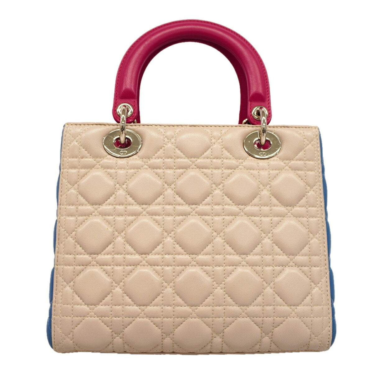 Christian Dior Beige Blue Pink Leather Handbag (Pre-Owned)