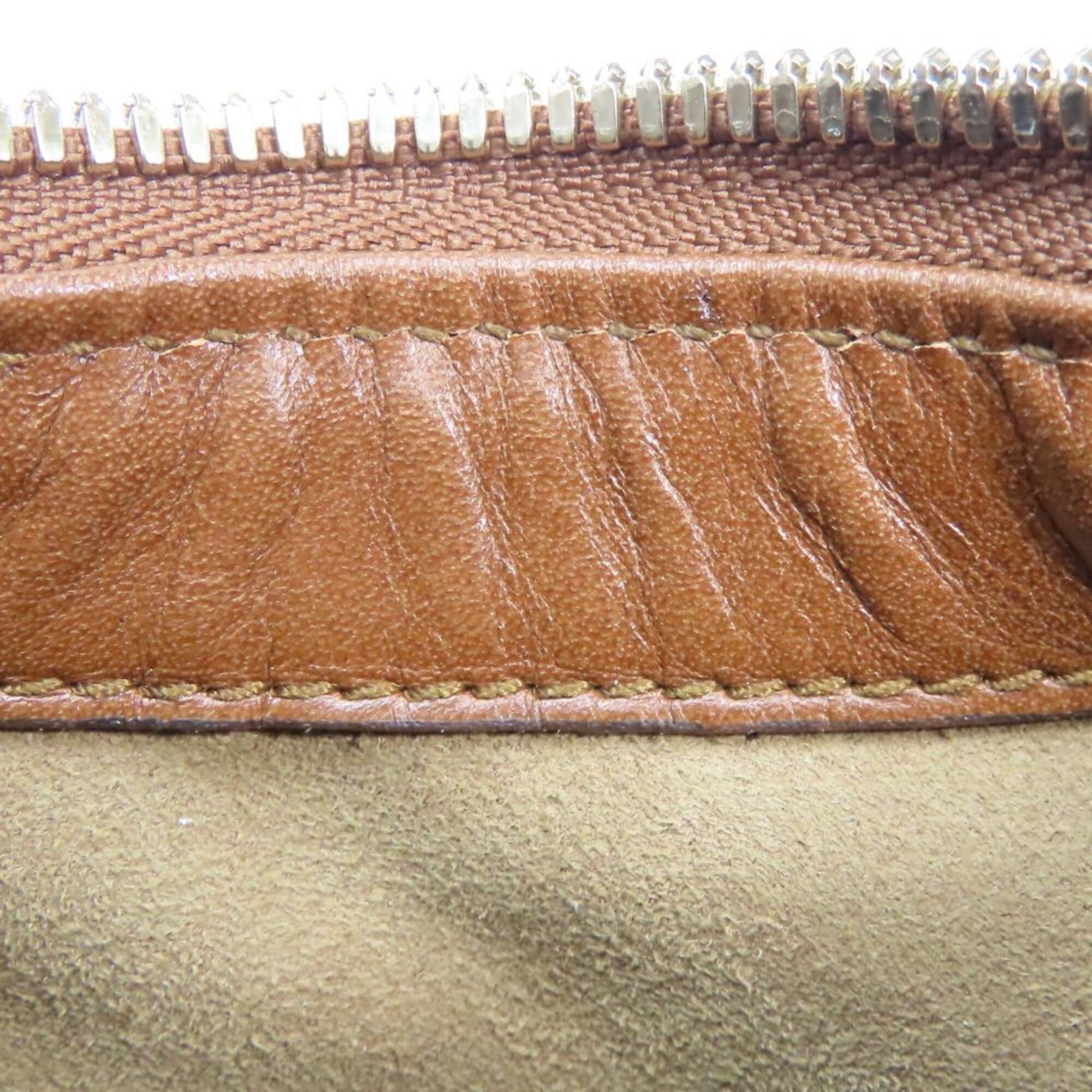 Gucci Beige Brown Gg Supreme Canvas Leather Shoulder Bag (Pre-Owned)