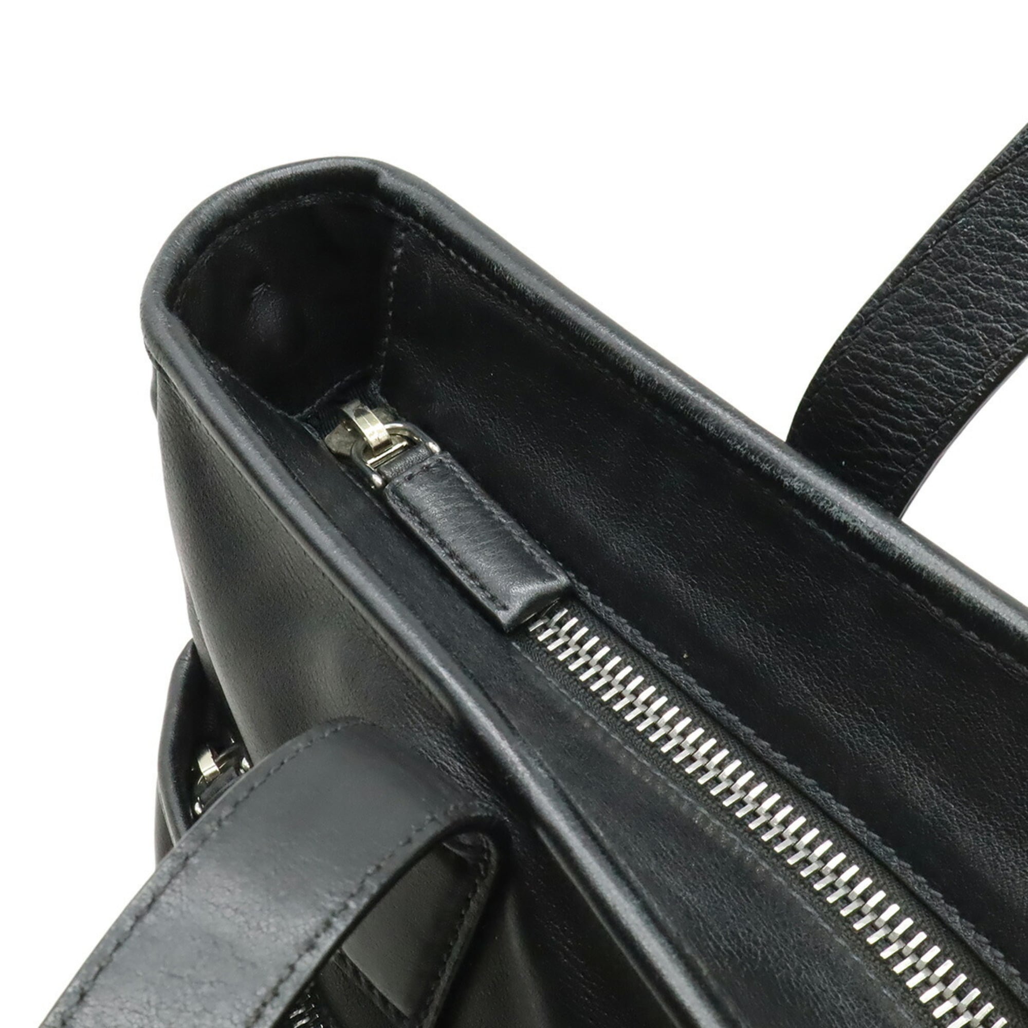 Prada Black Nero White Leather Shoulder Bag Tote Bag (Pre-Owned)