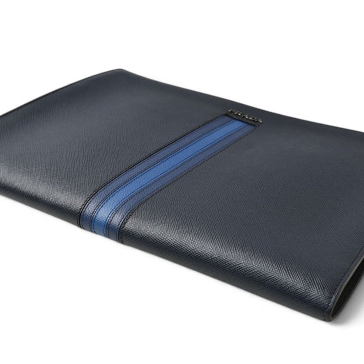 Prada Saffiano Navy Leather Clutch Bag (Pre-Owned)