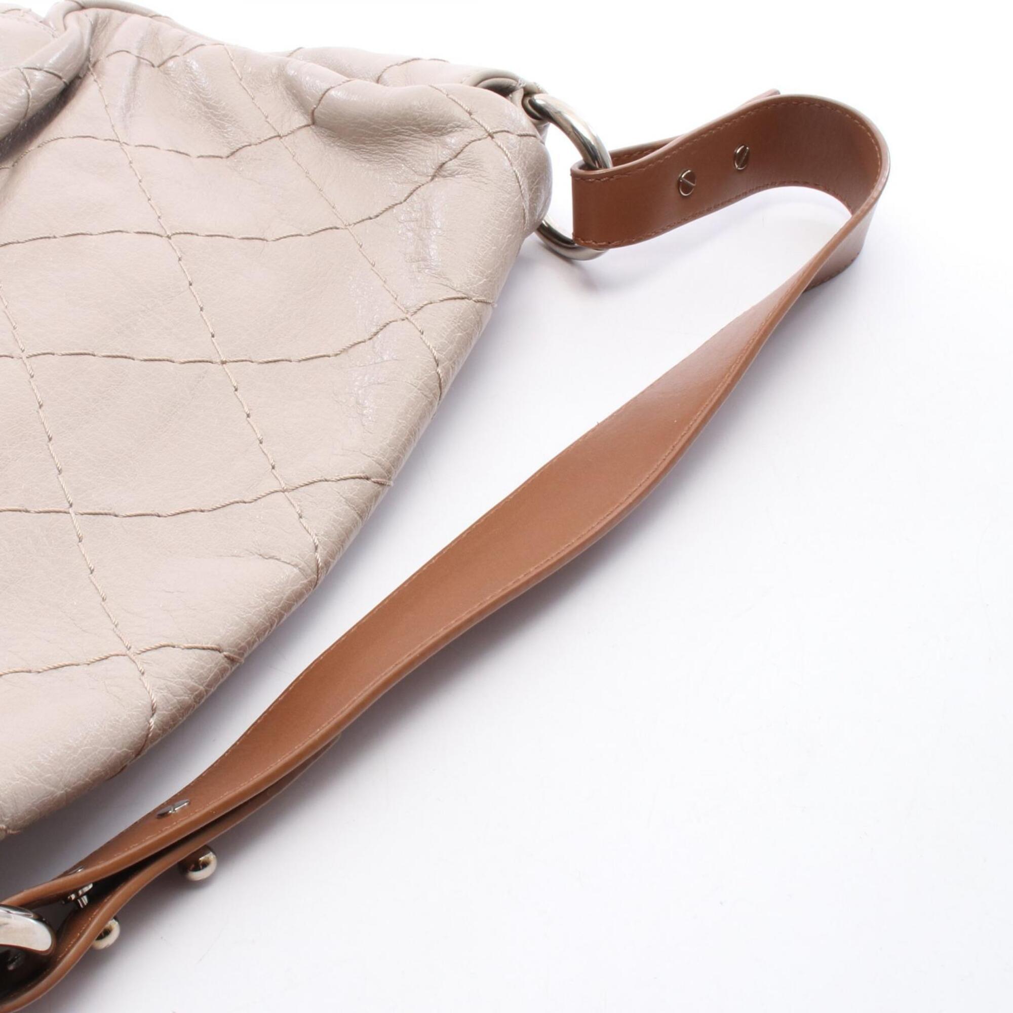 Chanel Beige Brown Leather Handbag Shoulder Bag (Pre-Owned)