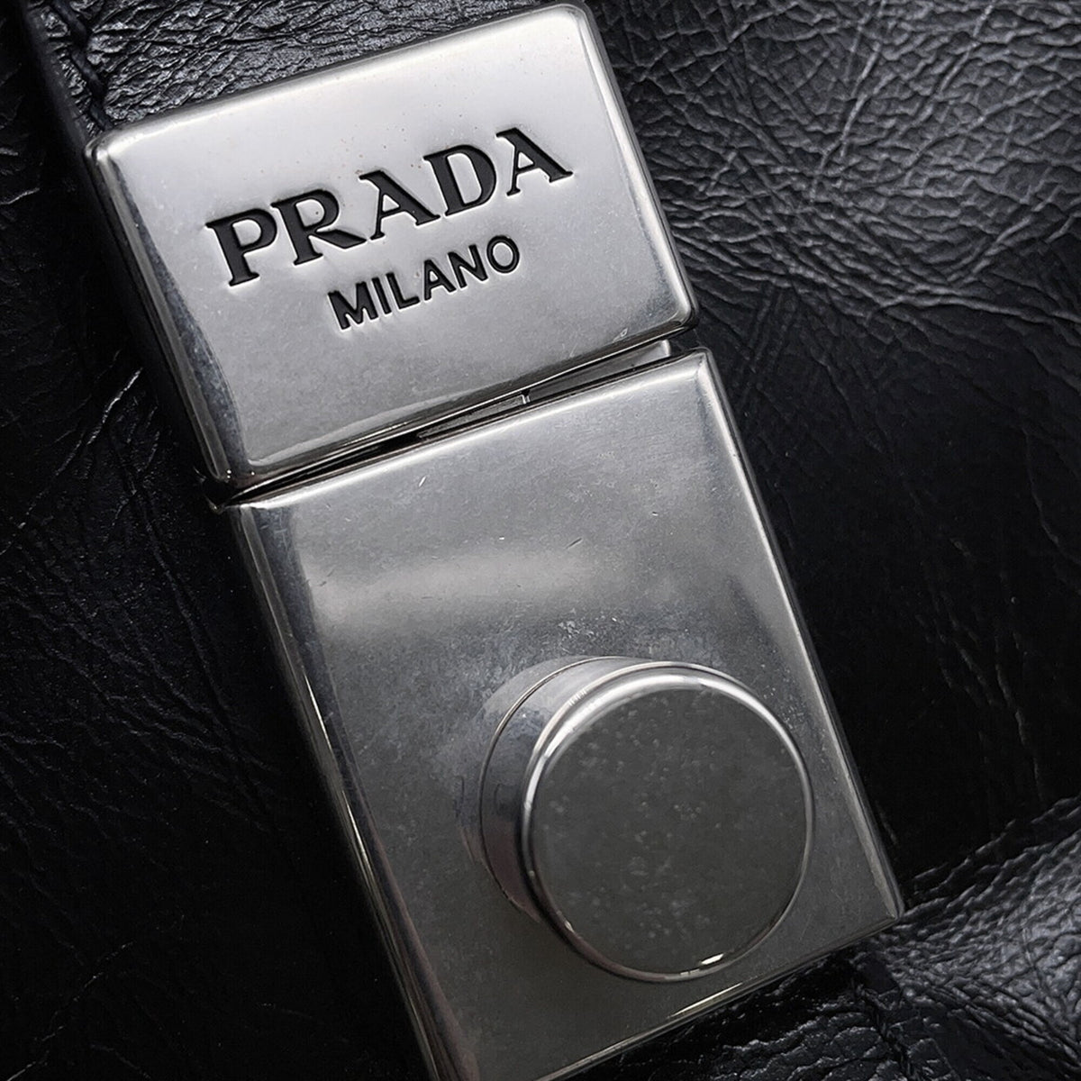 Prada Black Leather Handbag Shoulder Bag (Pre-Owned)