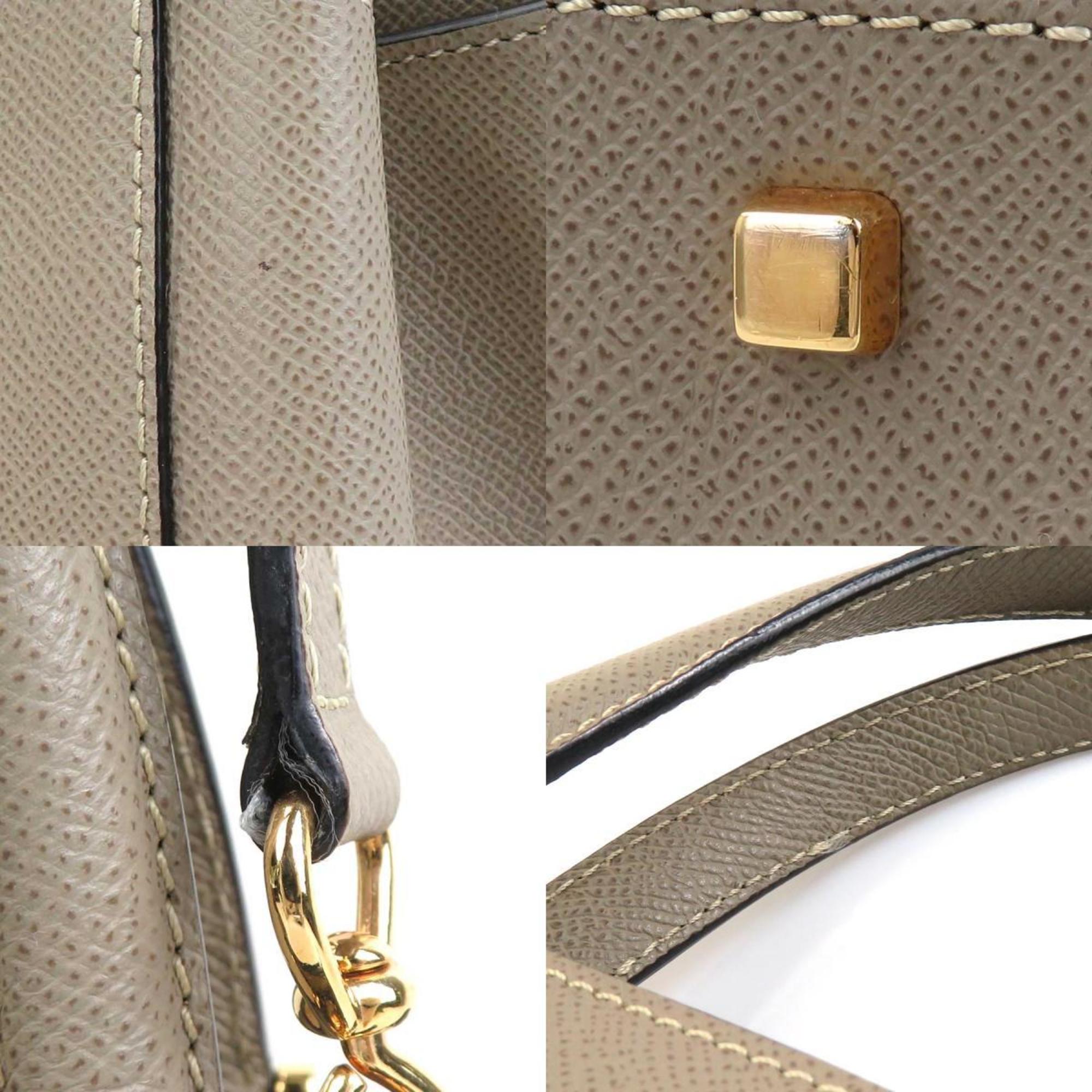 Valextra Grayish Leather Handbag Shoulder Bag (Pre-Owned)