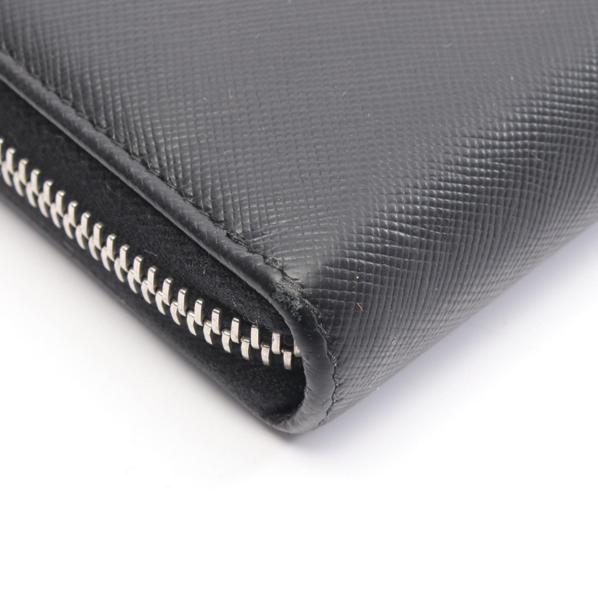 Prada Black Leather Long Wallet (Bi-Fold) (Pre-Owned)