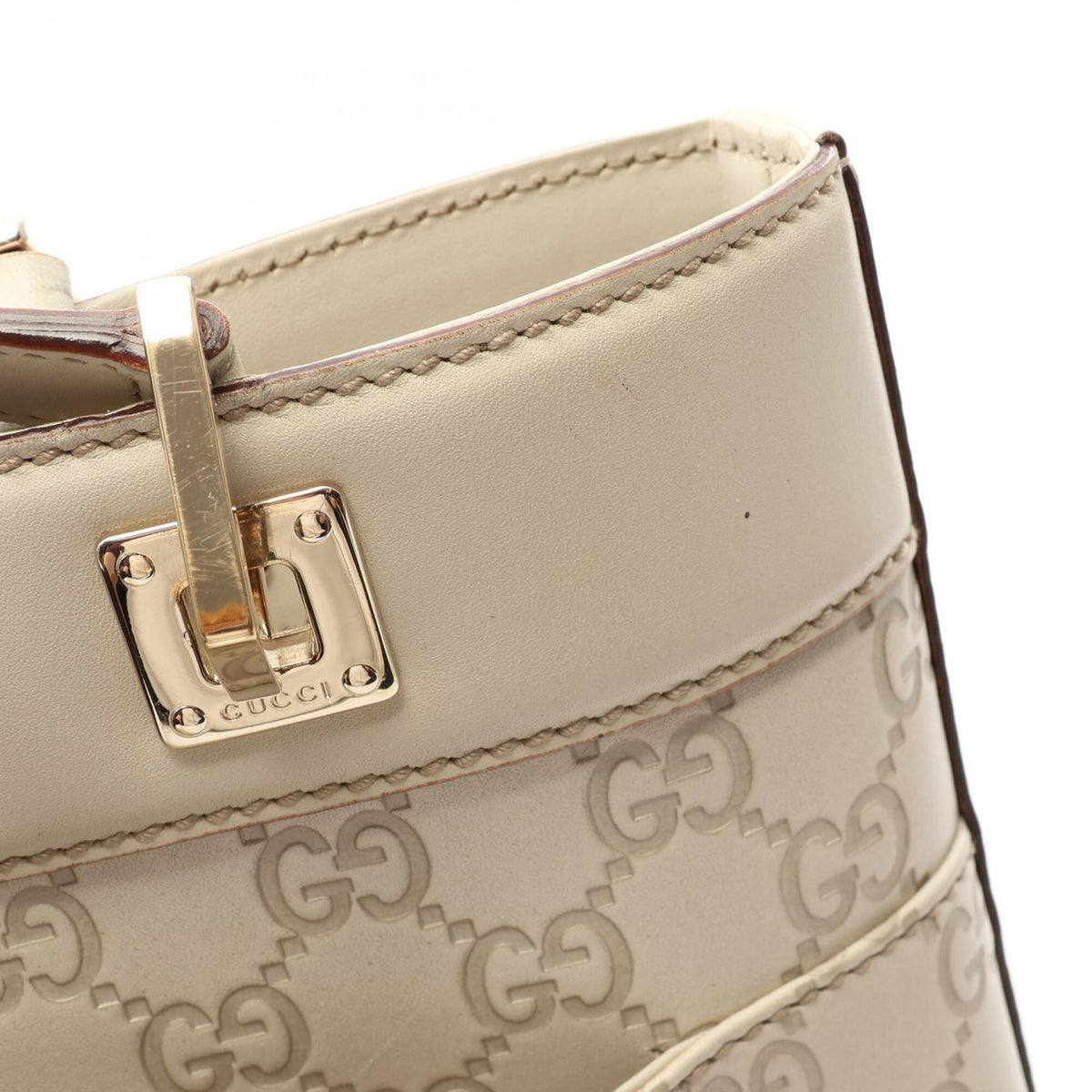 Gucci Ivory Leather Handbag Tote Bag (Pre-Owned)