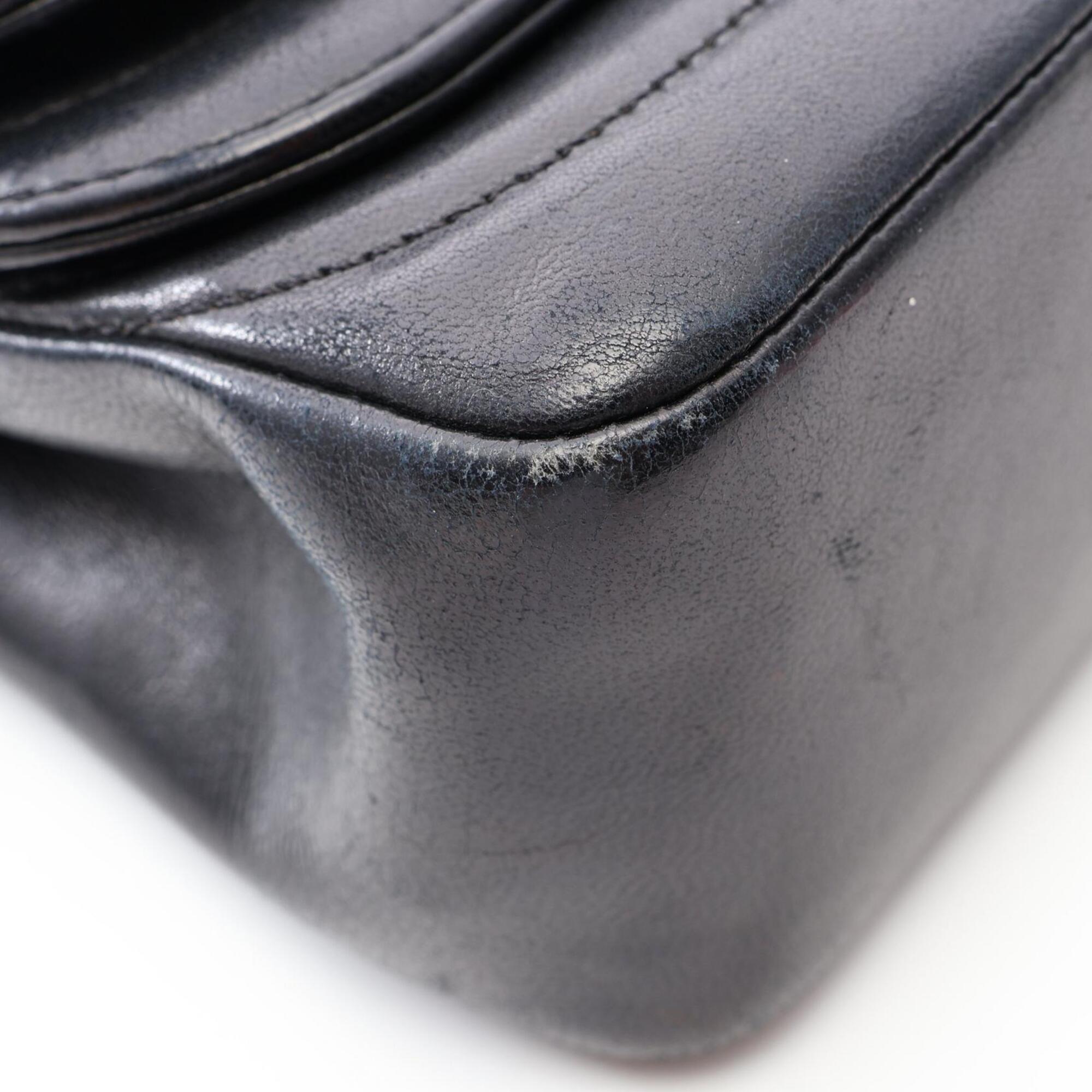 Chanel Black Leather Handbag Shoulder Bag (Pre-Owned)