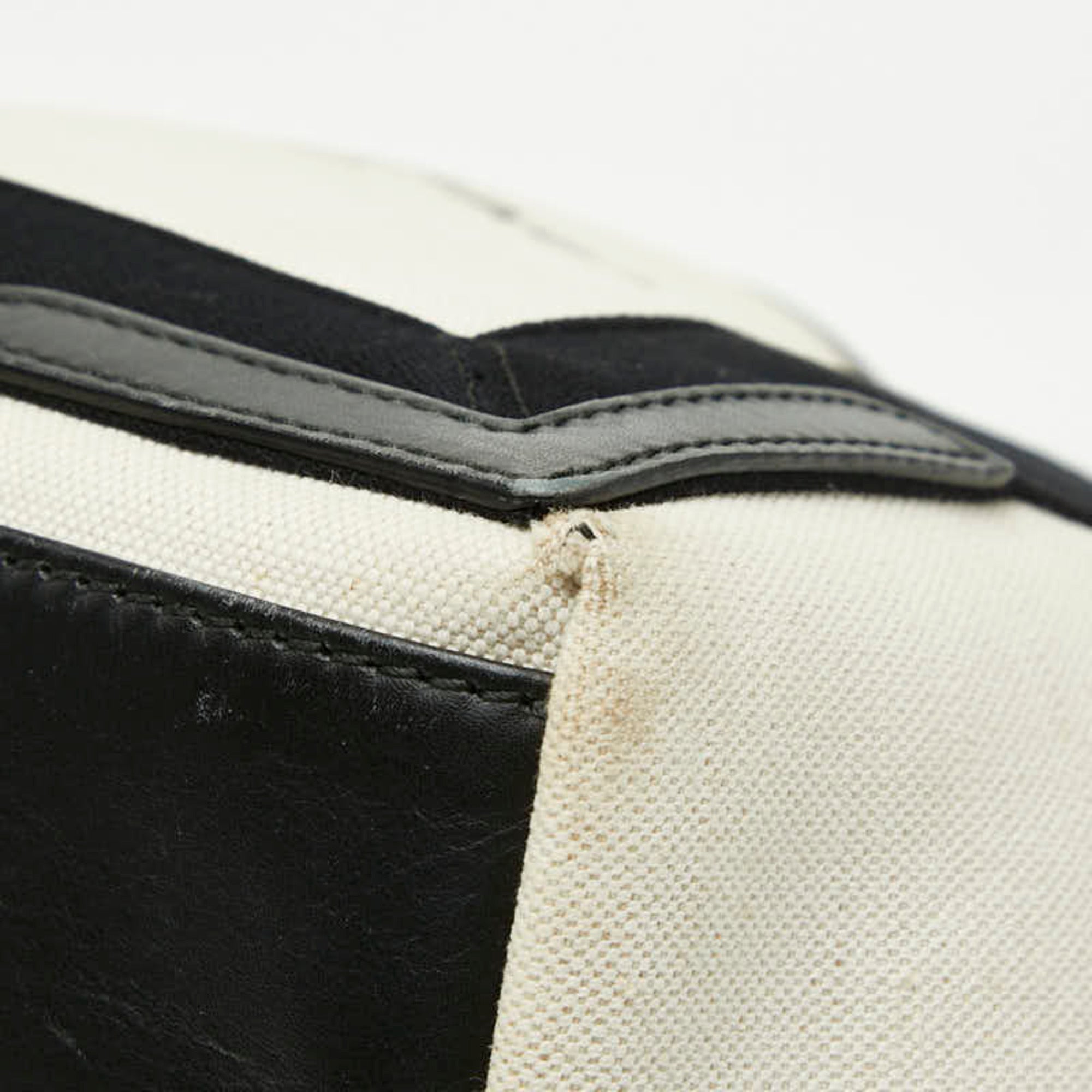 Balenciaga Black White Canvas Leather Handbag Pouch Tote Bag (Pre-Owned)