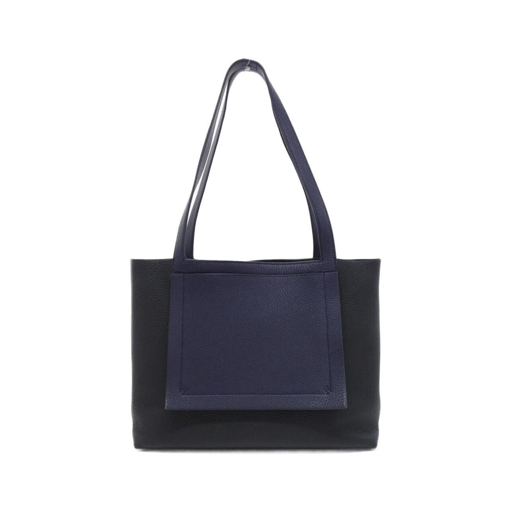 Hermes Bicolor Black Blue Nuit Taurillon Clemence Leather Handbag (Pre-Owned)