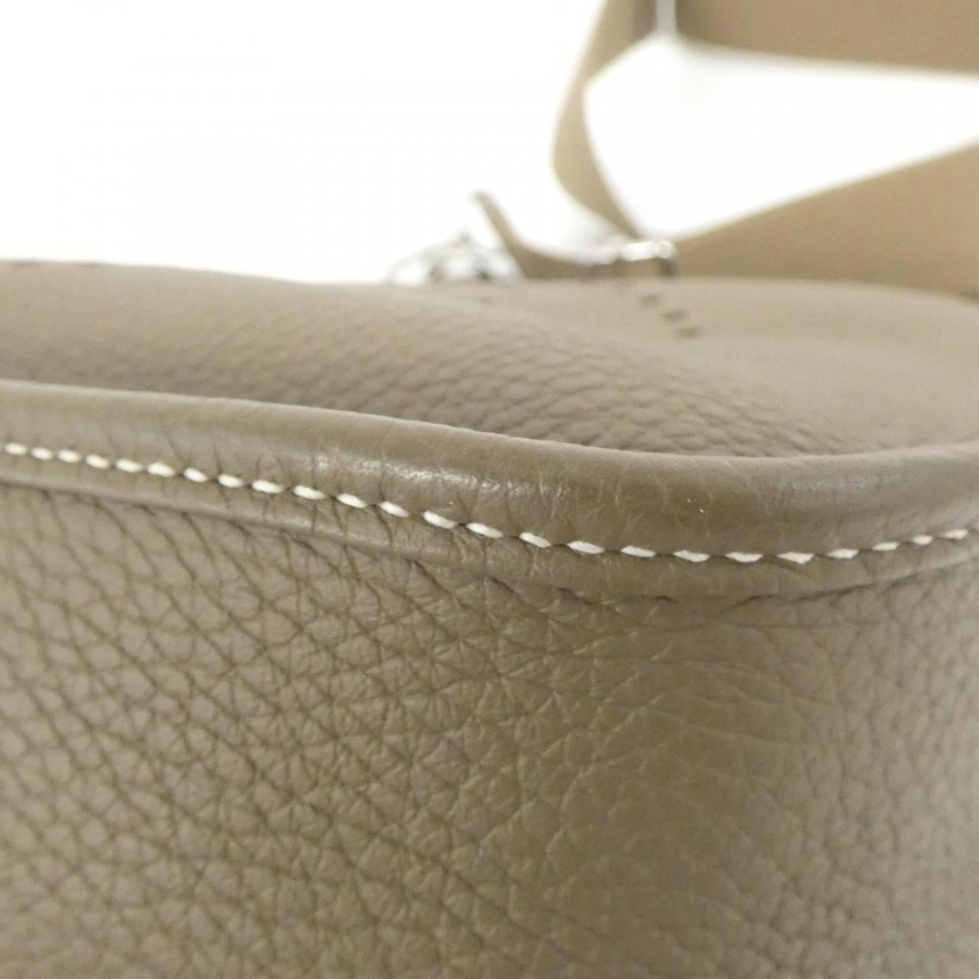 Hermes Etoupe Gray Taurillon Clemence Leather Shoulder Bag (Pre-Owned)