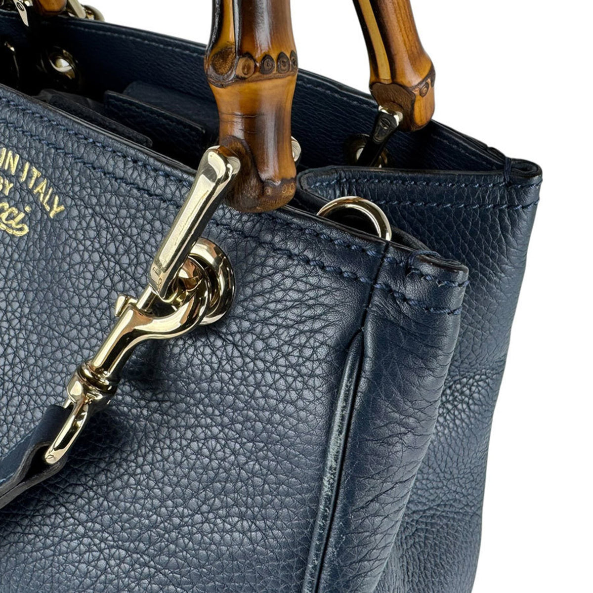 Gucci Navy Leather Handbag Shoulder Bag (Pre-Owned)