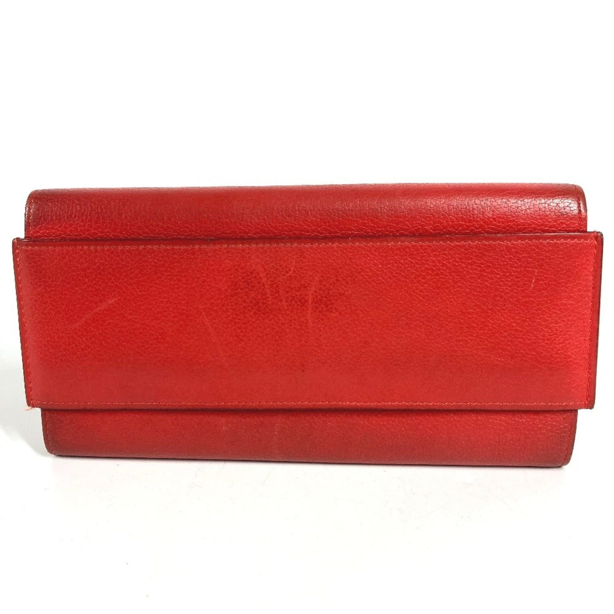 Hermes Red Color Leather Long Wallet (Bi-Fold) (Pre-Owned)