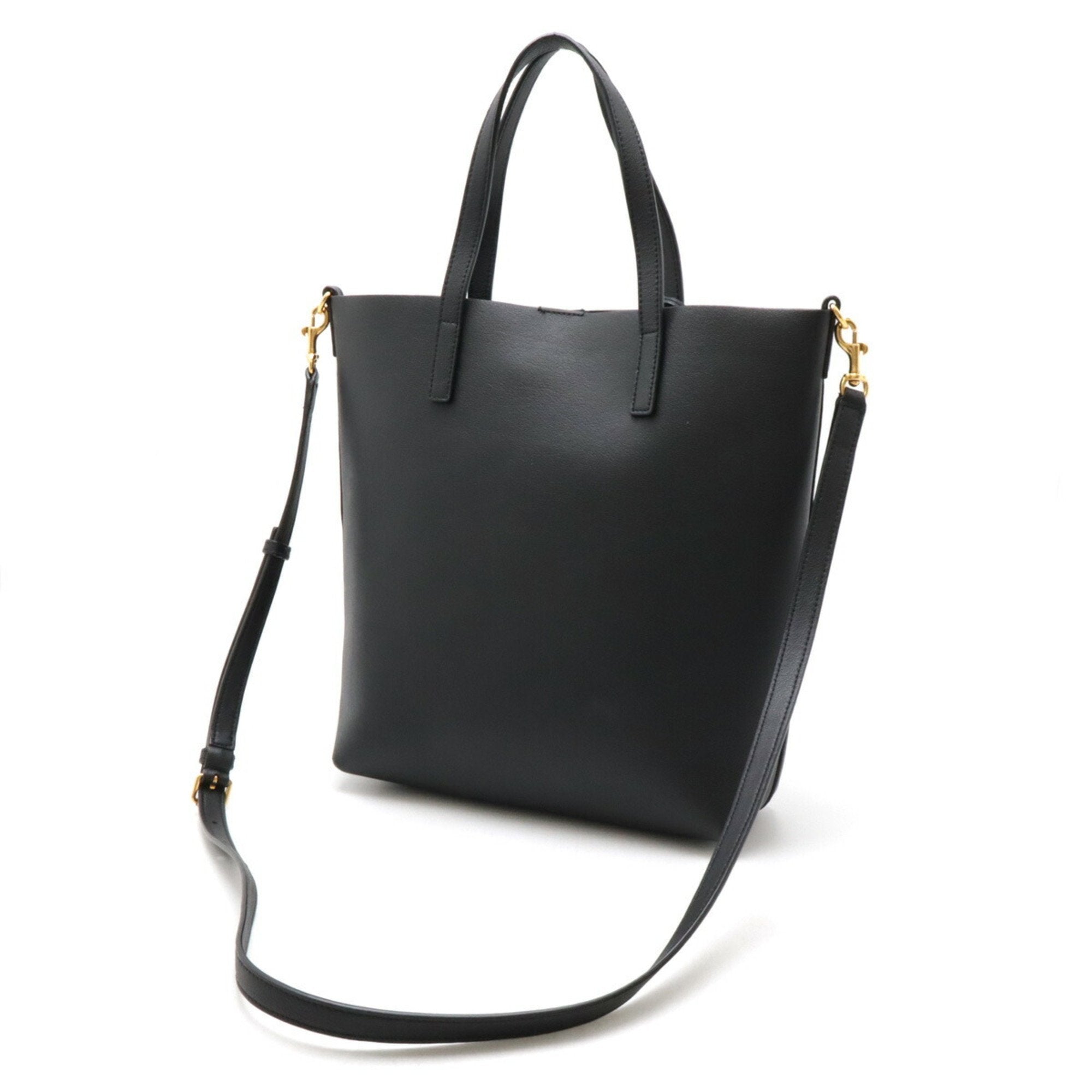 Yves Saint Laurent Black Leather Shoulder Bag Tote Bag (Pre-Owned)