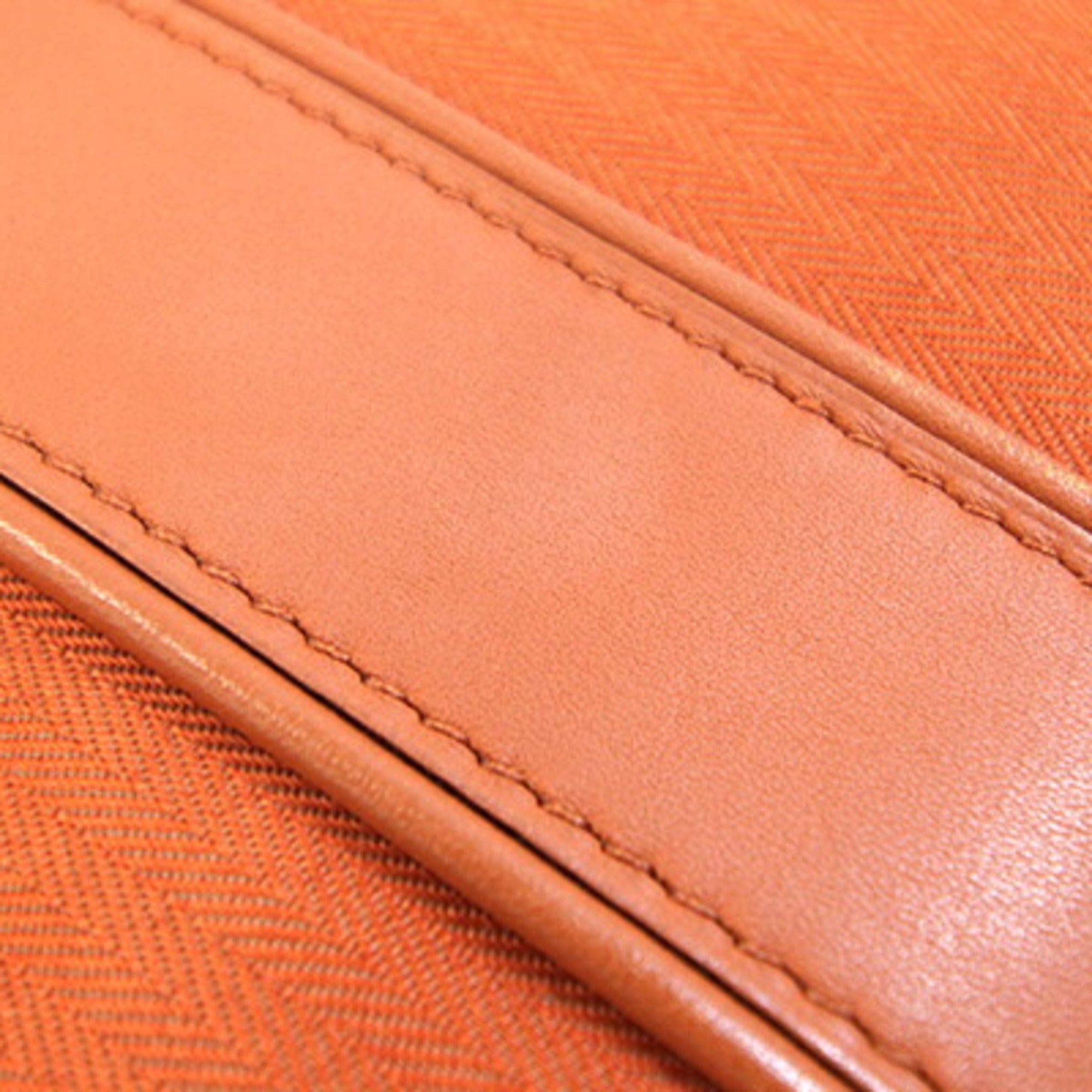 Hermes Acapulco Orange Toile Chevron Leather Shoulder Bag (Pre-Owned)