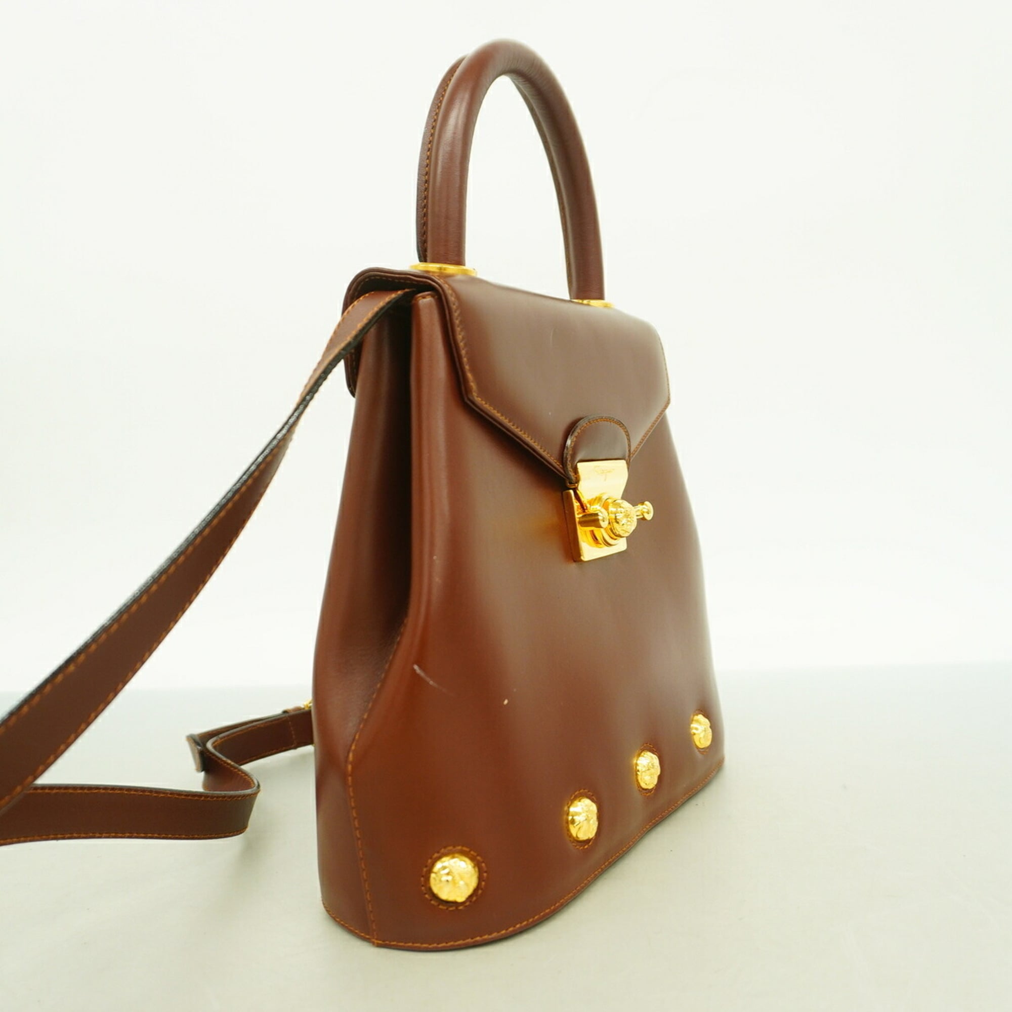 Salvatore Ferragamo Brown Leather Handbag (Pre-Owned)