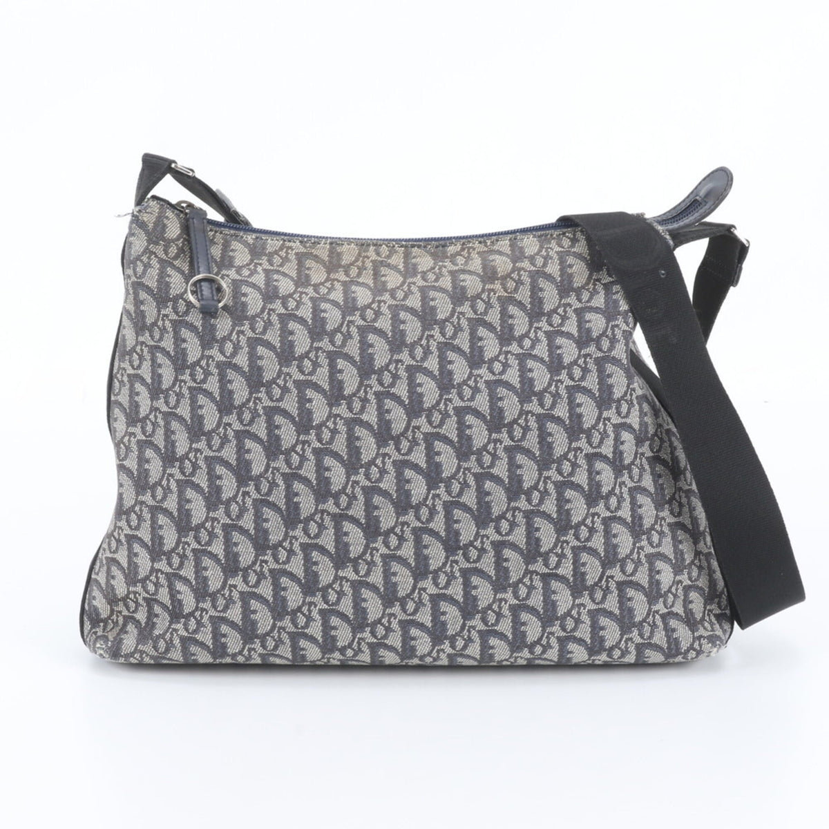 Christian Dior Navy Leather Canvas Shoulder Bag (Pre-Owned)