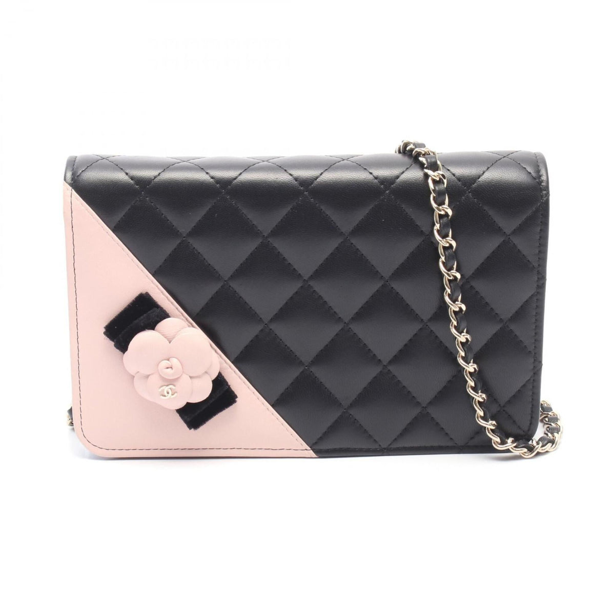 Chanel Black Pink Leather Handbag Shoulder Bag (Pre-Owned)