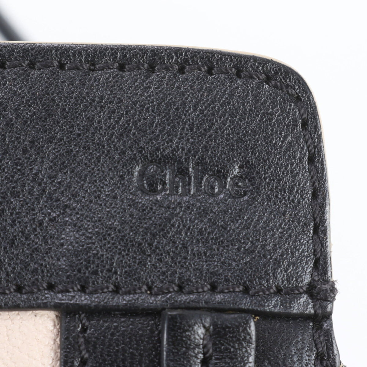 Chloé Beige Black Leather Handbag Shoulder Bag Tote Bag (Pre-Owned)