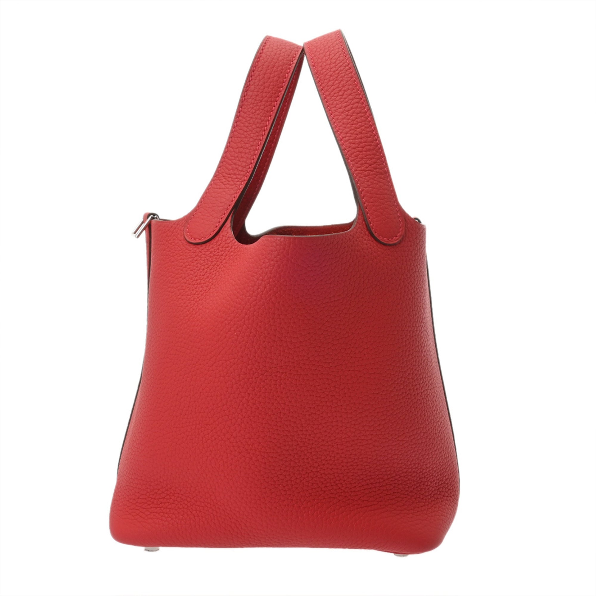 Hermes Rouge Casaque Taurillon Clemence Leather Handbag (Pre-Owned)