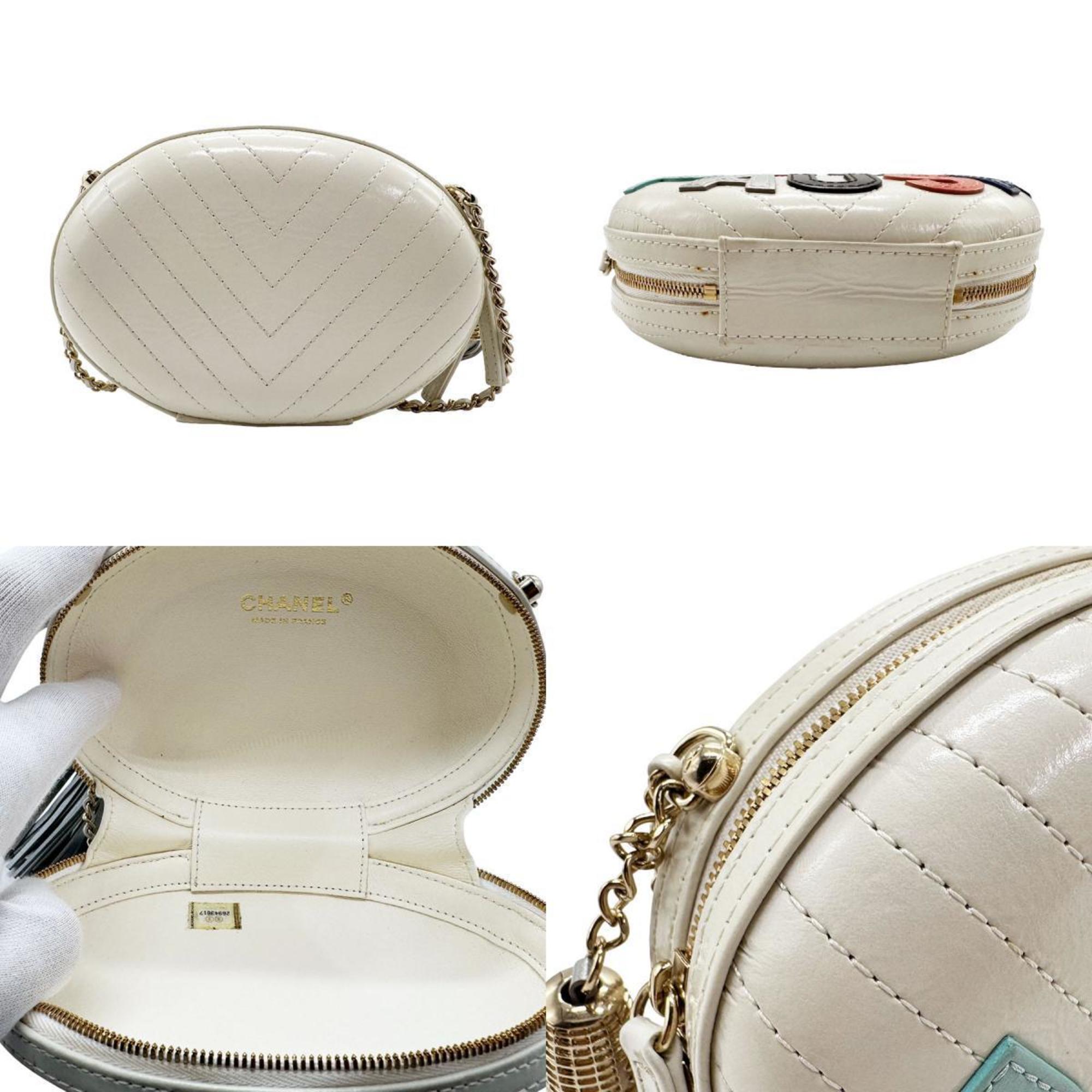 Chanel Multi-Color Off-White Leather Shoulder Bag (Pre-Owned)
