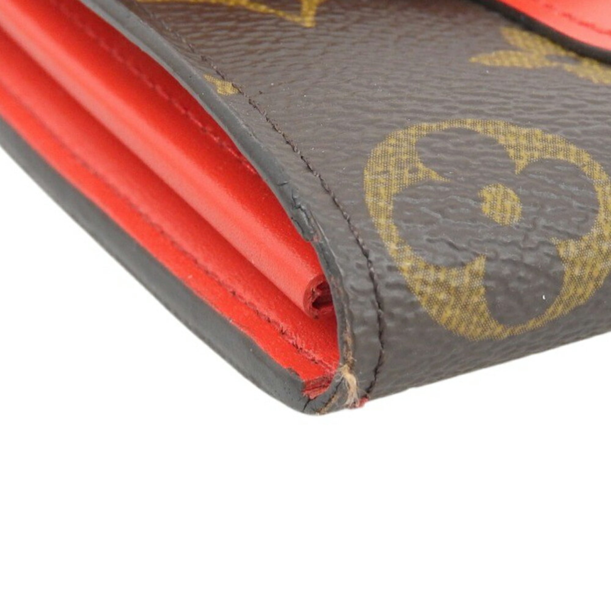 Louis Vuitton Brown Coquelicots Red Color Pvc Leather Long Wallet (Tri-Fold) (Pre-Owned)