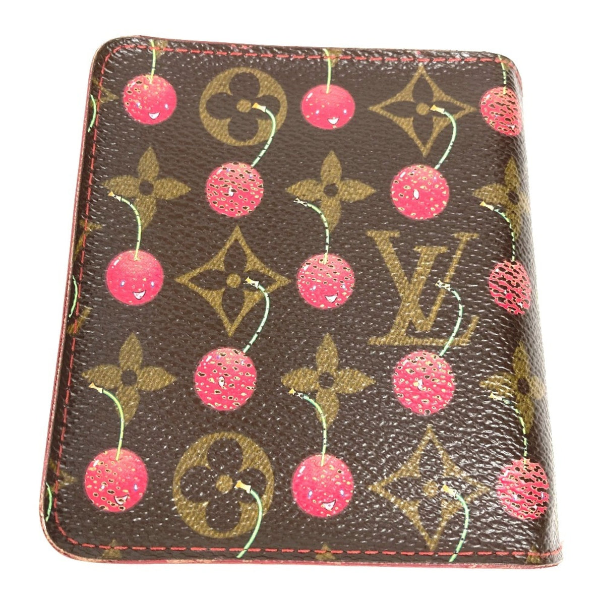 Louis Vuitton Brown Red Color Monogram Canvas Wallet (Bi-Fold) (Pre-Owned)