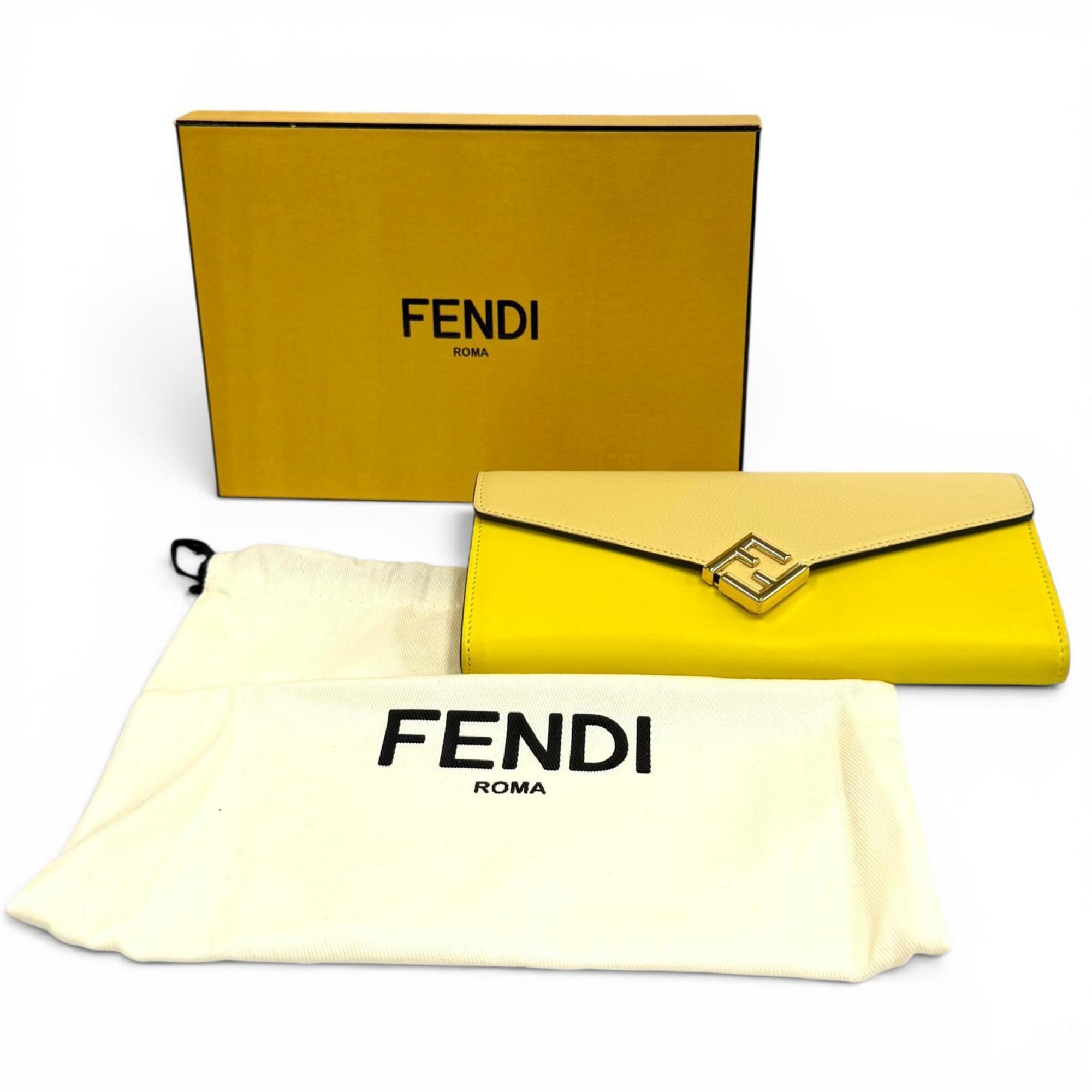 Fendi Yellow Leather Long Wallet (Bi-Fold) (Pre-Owned)