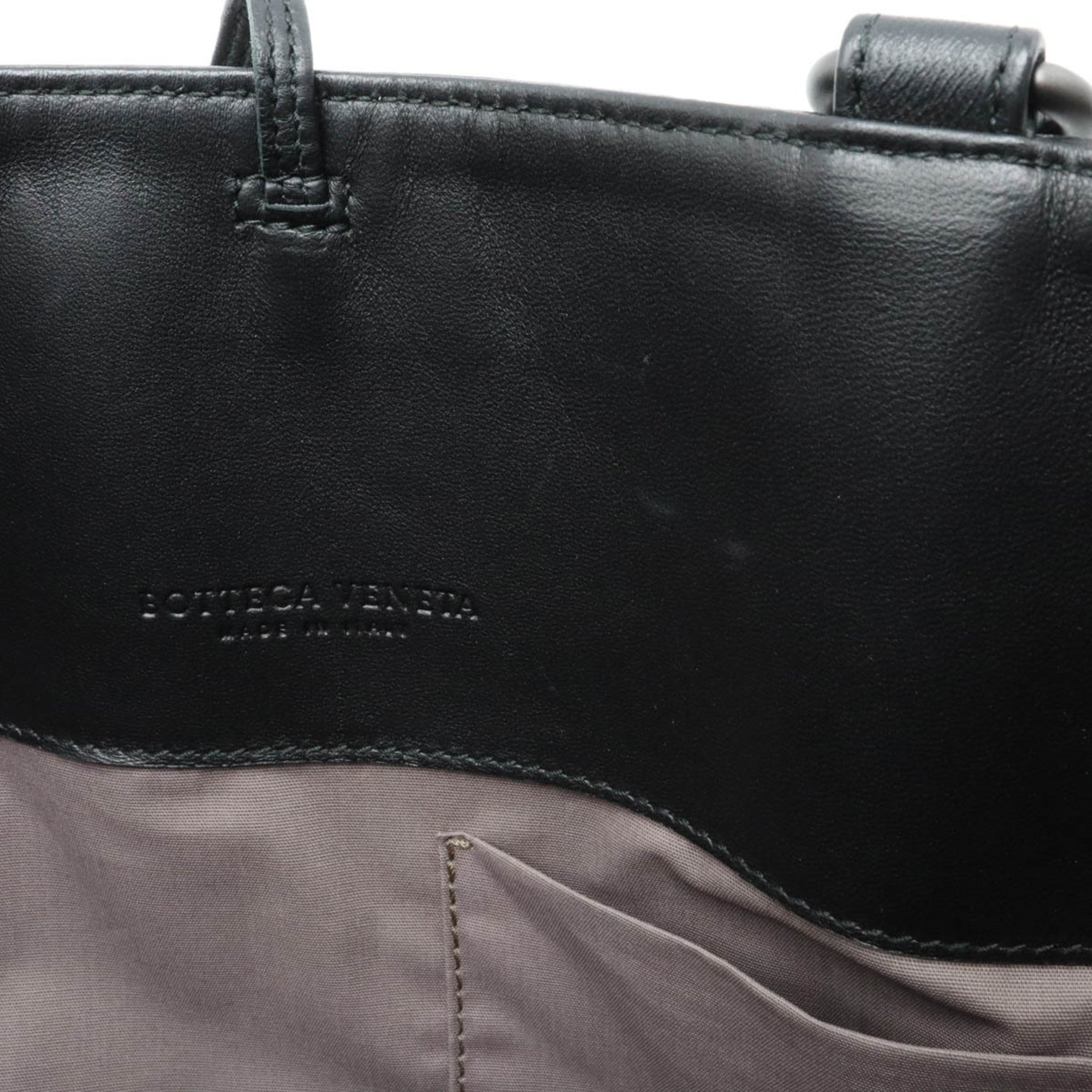 Bottega Veneta Intrecciato Black Leather Handbag Tote Bag (Pre-Owned)