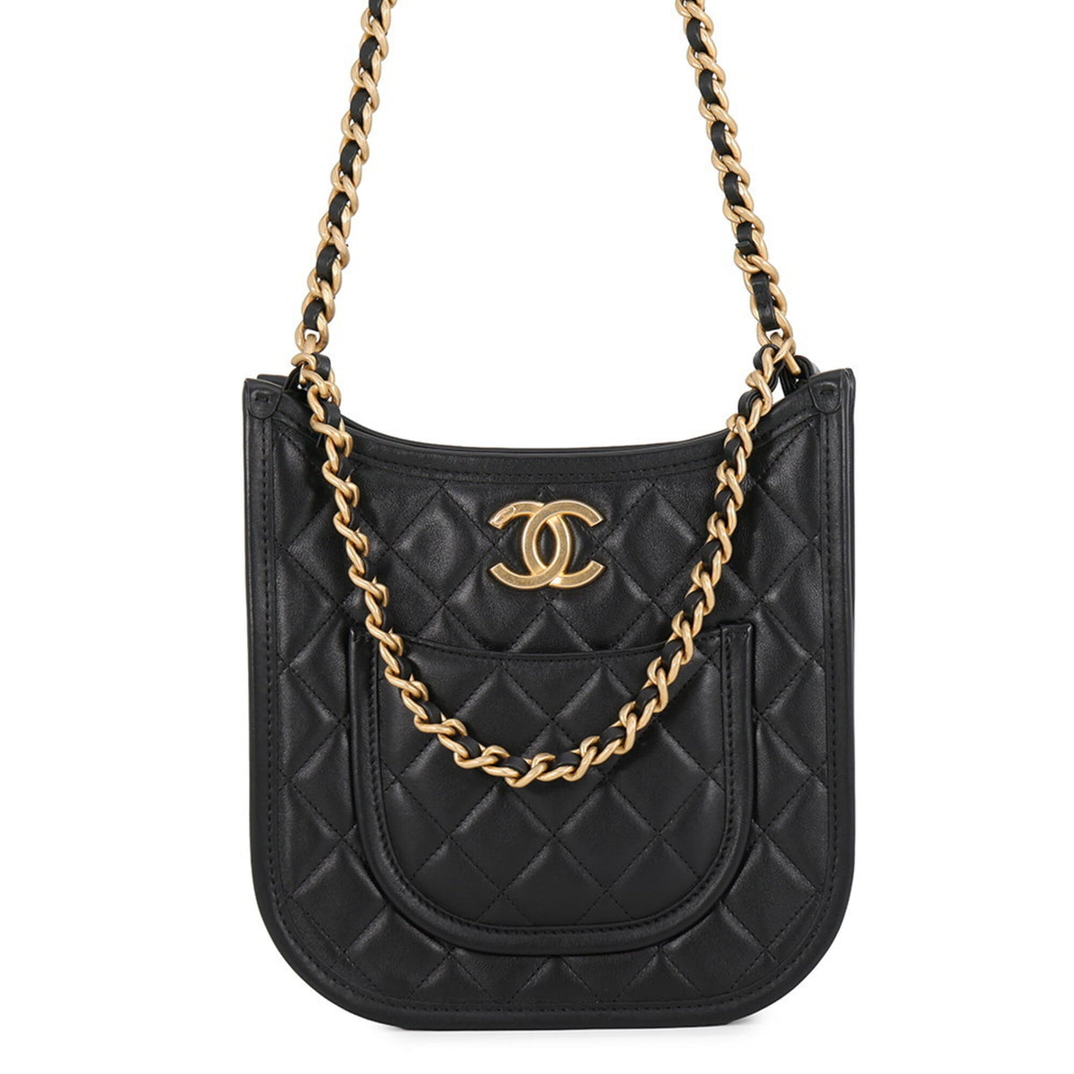 Chanel Matelasse Black Leather Handbag Shoulder Bag (Pre-Owned)