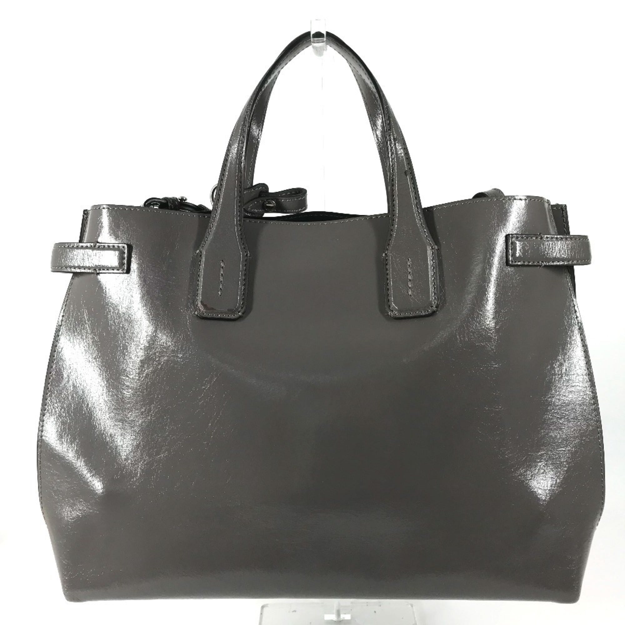 Burberry Gray Leather Handbag Shoulder Bag Tote Bag (Pre-Owned)