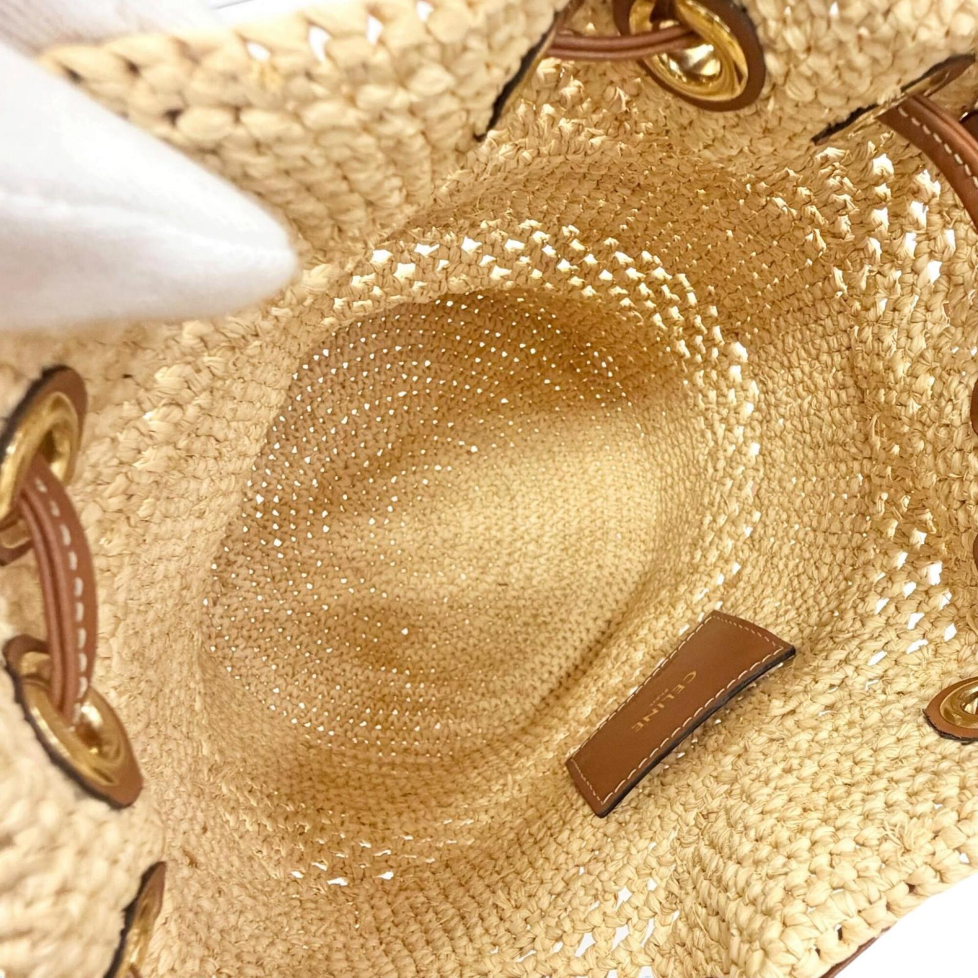Celine Brown Raffia Leather Shoulder Bag (Pre-Owned)