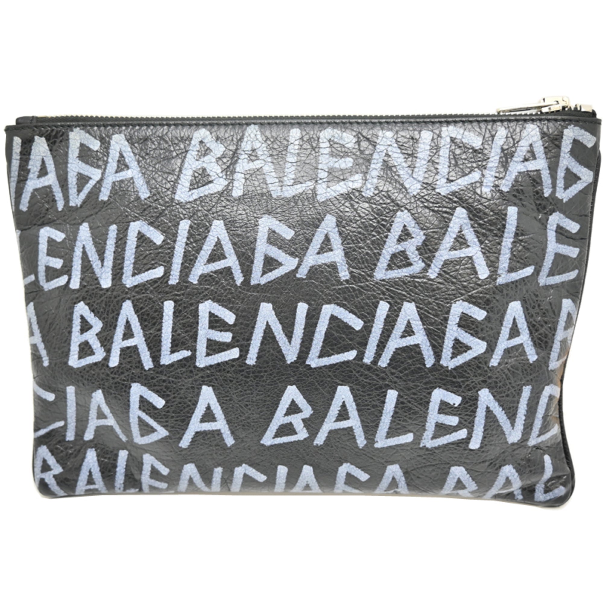 Balenciaga Black White Leather Clutch Bag (Pre-Owned)