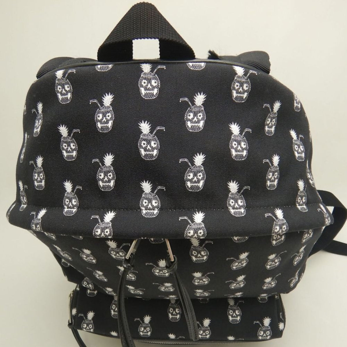Saint Laurent Black White Canvas Backpack (Pre-Owned)