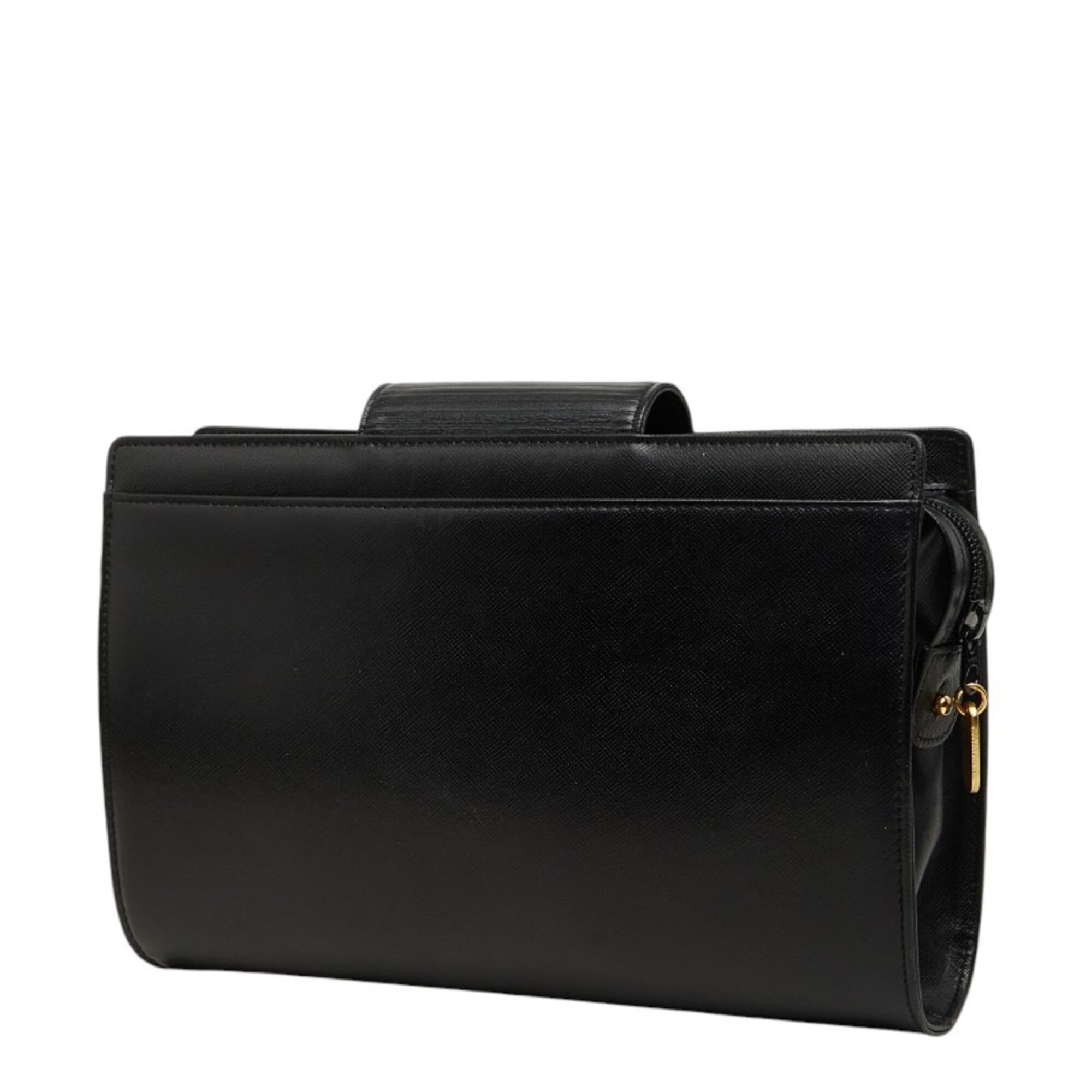 Saint Laurent Black Leather Clutch Bag (Pre-Owned)