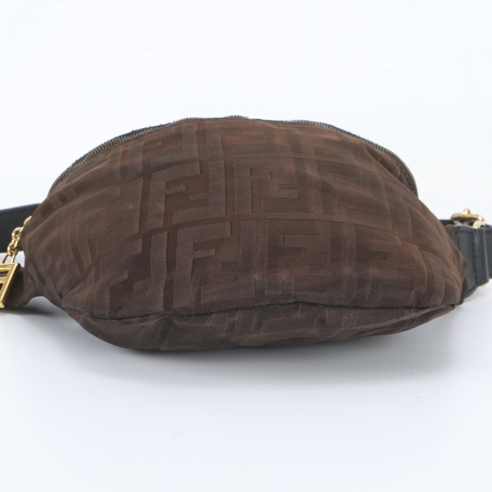 Fendi Brown Leather Nylon Pouch Shoulder Bag Sling Bag (Pre-Owned)