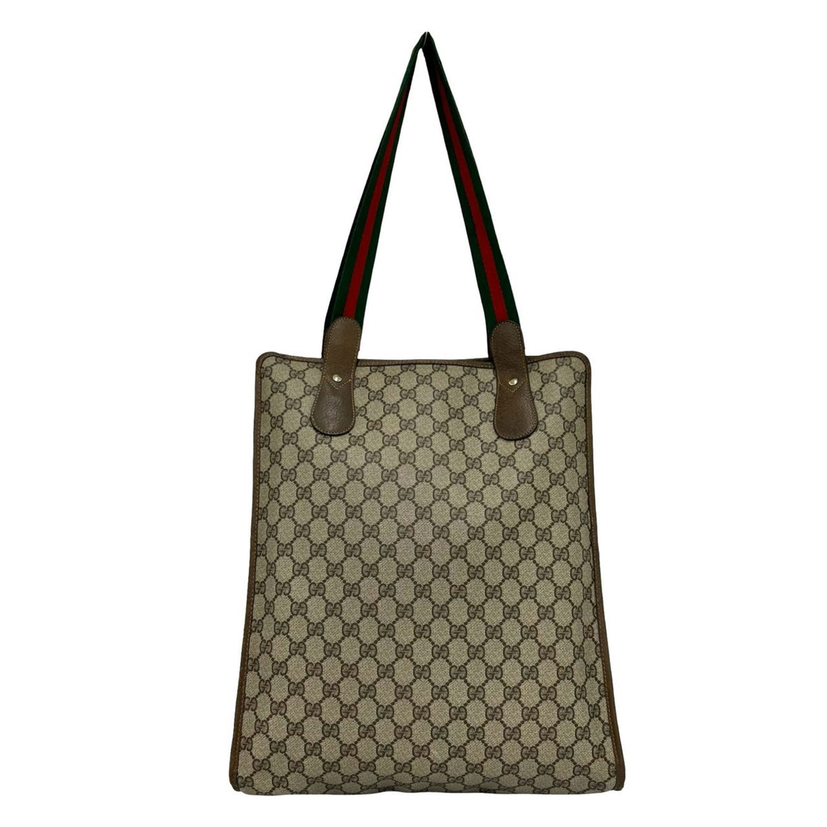 Gucci Brown Green Red Color Pvc Leather Handbag Tote Bag (Pre-Owned)