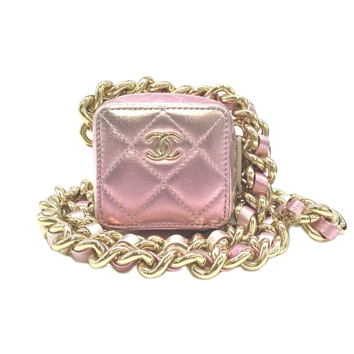 Chanel Matelasse Pink Silver Leather Shoulder Bag (Pre-Owned)