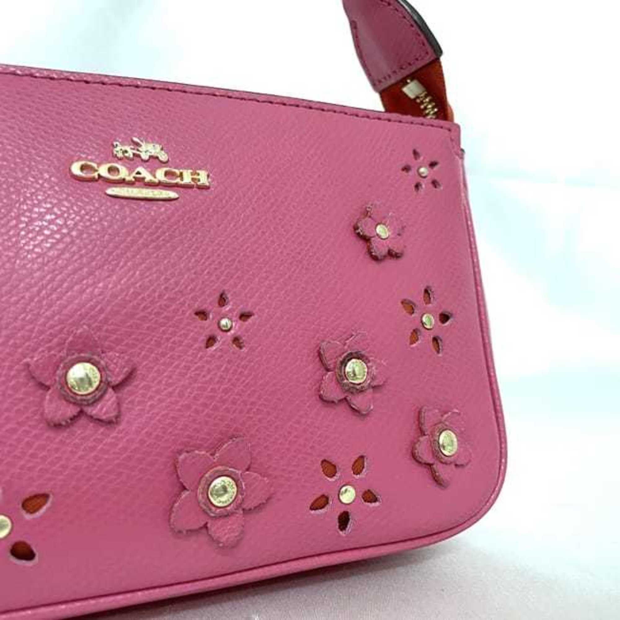 Coach Pink Pvc Leather Pouch (Pre-Owned)