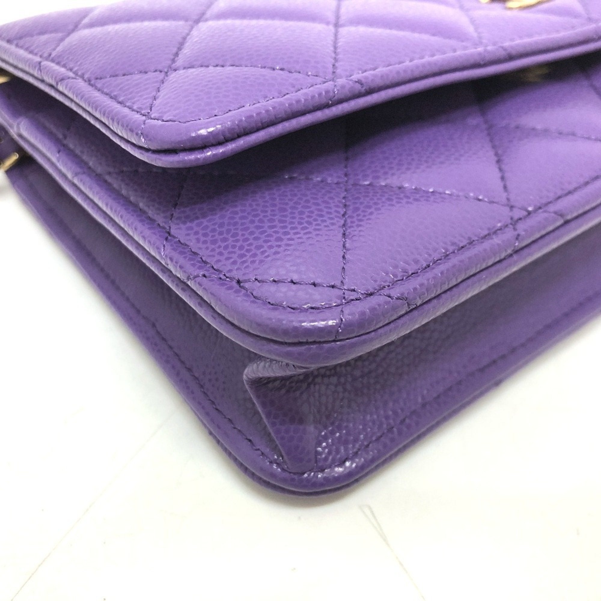 Chanel Matelasse Purple Caviar Leather Shoulder Bag (Pre-Owned)