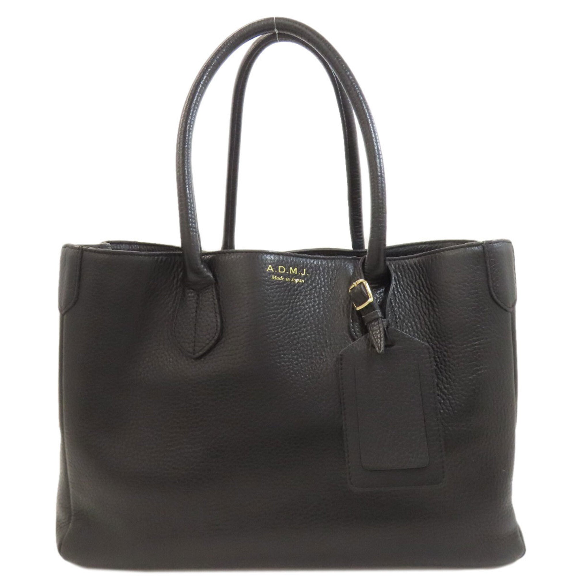A.D.M.J Black Leather Handbag (Pre-Owned)