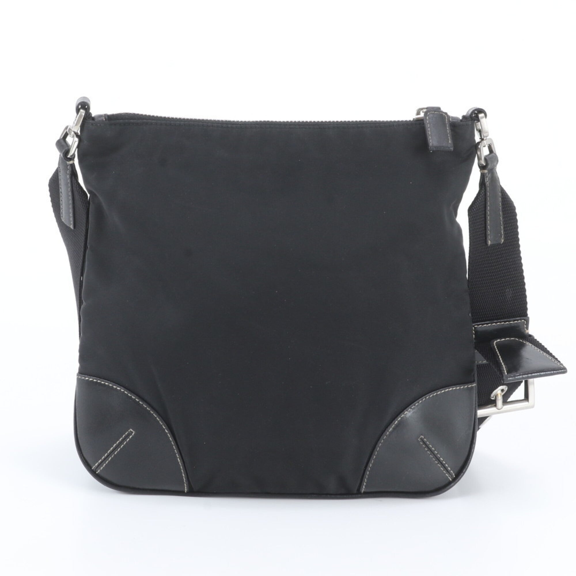 Prada Black Leather Nylon Shoulder Bag (Pre-Owned)