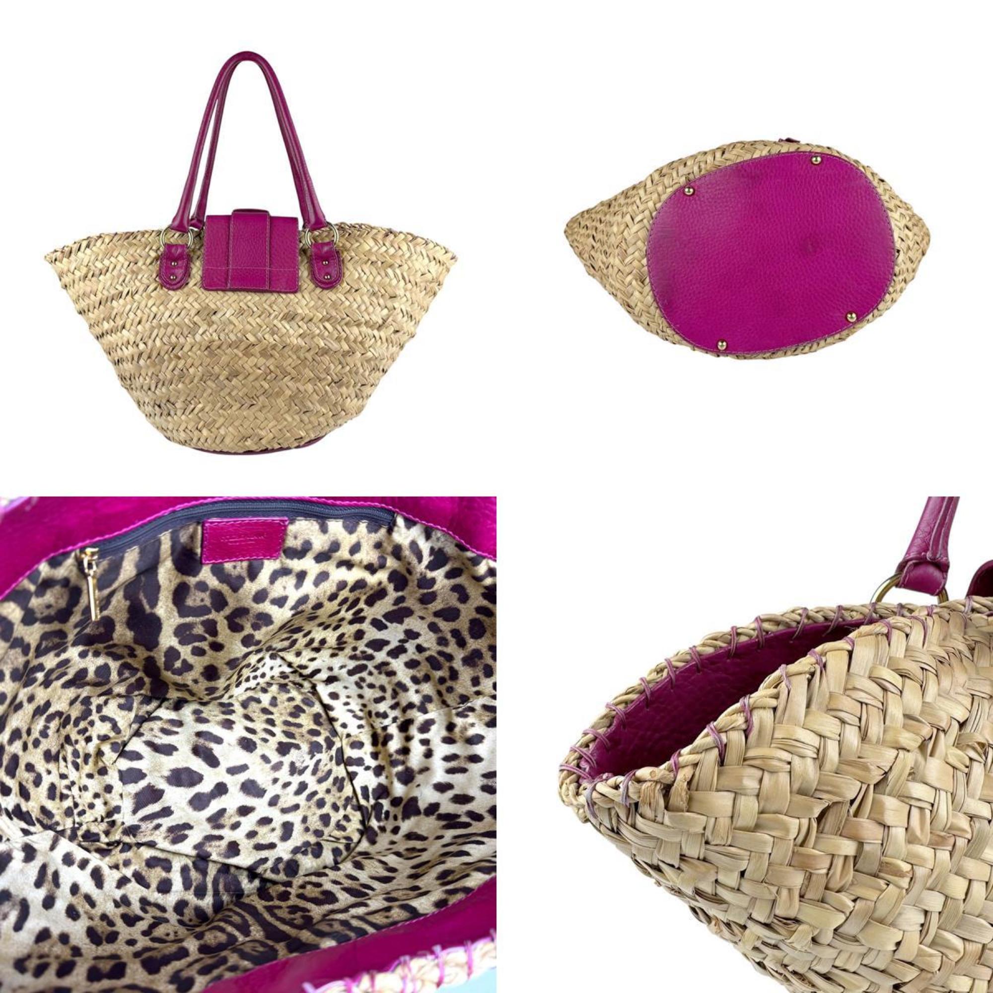 Dolce & Gabbana Purple Straw Leather Shoulder Bag (Pre-Owned)
