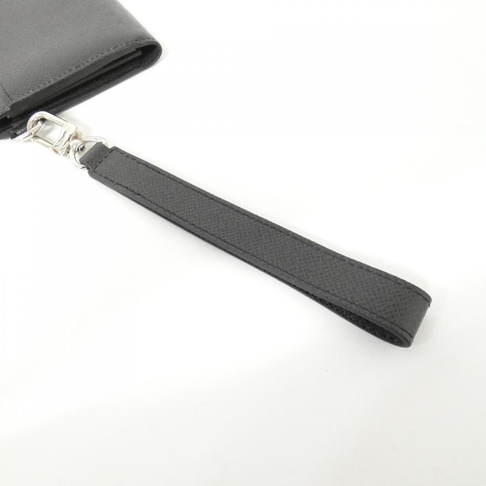 Louis Vuitton Black Taiga Leather Leather Long Wallet (Bi-Fold) (Pre-Owned)