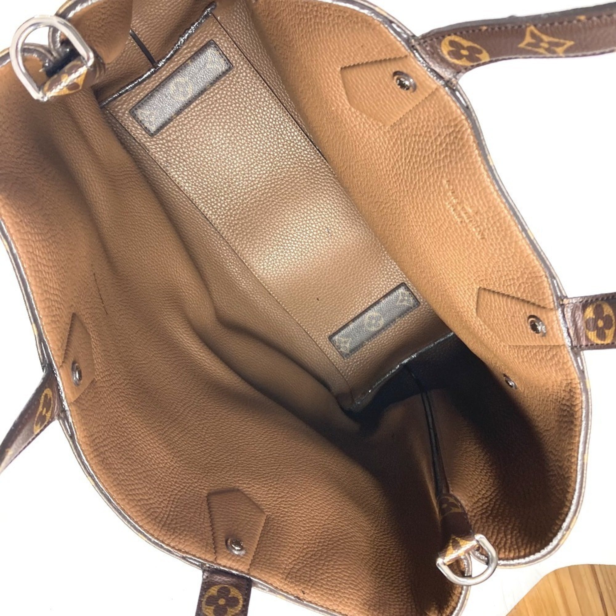 Louis Vuitton Brown Monogram Canvas Leather Shoulder Bag Tote Bag (Pre-Owned)