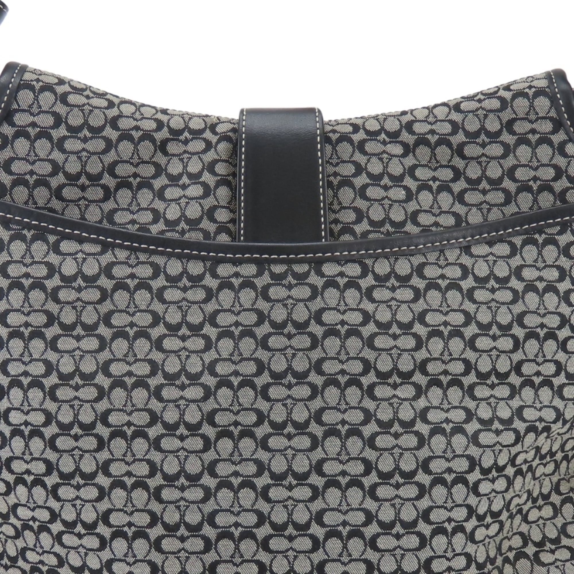 Coach Black Gray Canvas Leather Shoulder Bag (Pre-Owned)