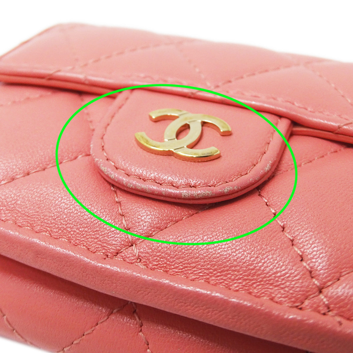 Chanel Pink Leather Wallet (Tri-Fold) (Pre-Owned)