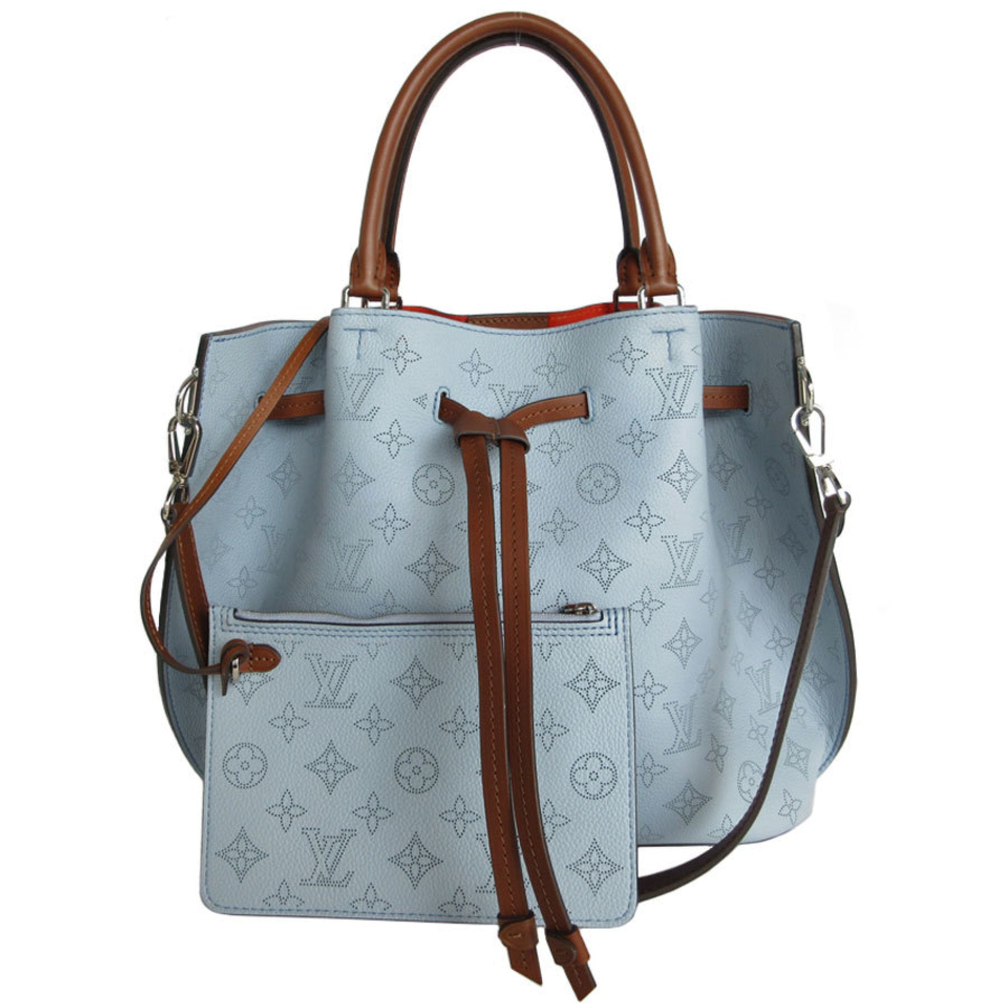 Louis Vuitton Blue Brown Monogram Mahina Leather Handbag Shoulder Bag (Pre-Owned)