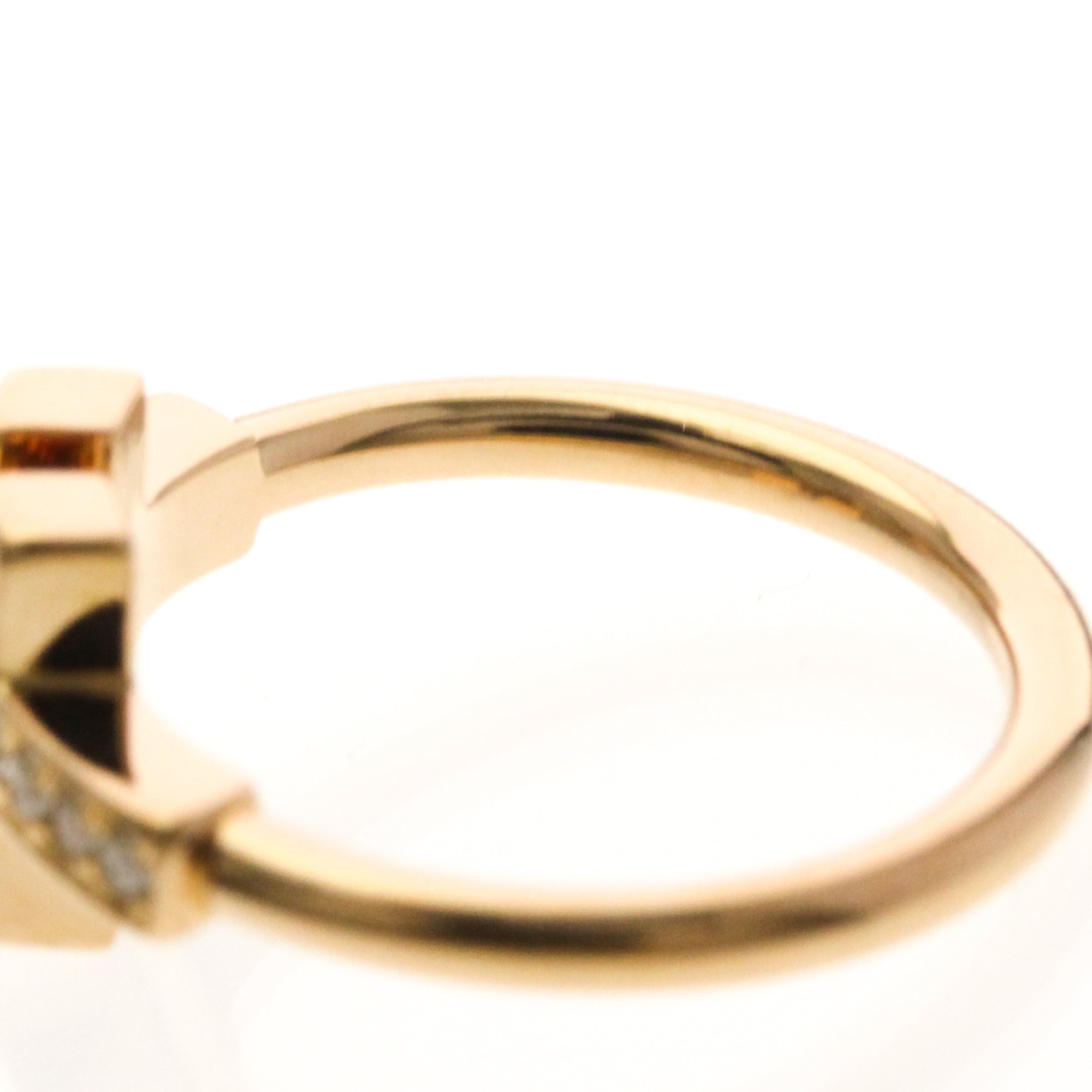 Tiffany & Co. T Wire Ring 18K Rose Gold With Mother Of Pearl And Diamonds Gold Pink_Gold Ring Jewelry (Pre-Owned)