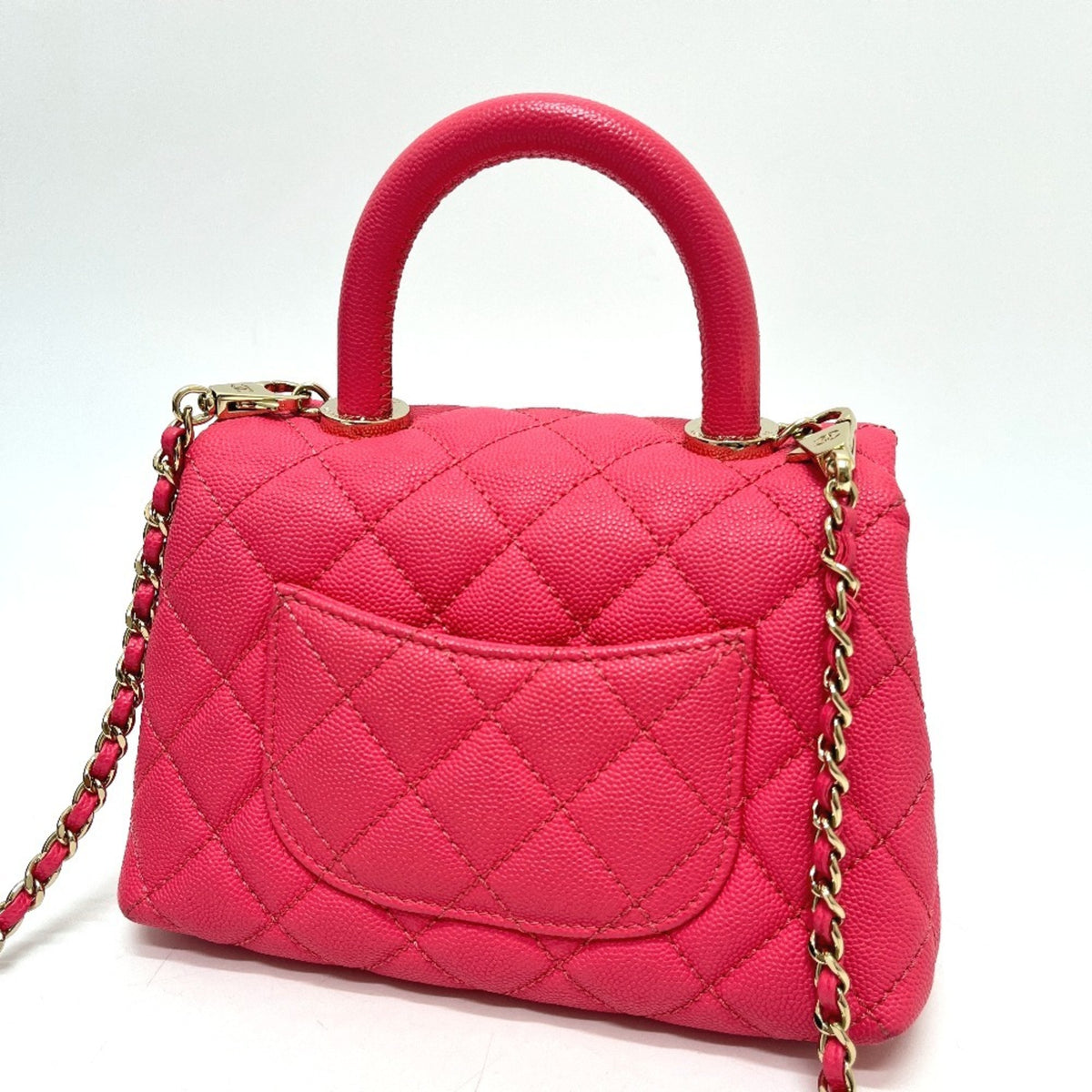 Chanel Coral Pink Grained Calfskin Handbag (Pre-Owned)