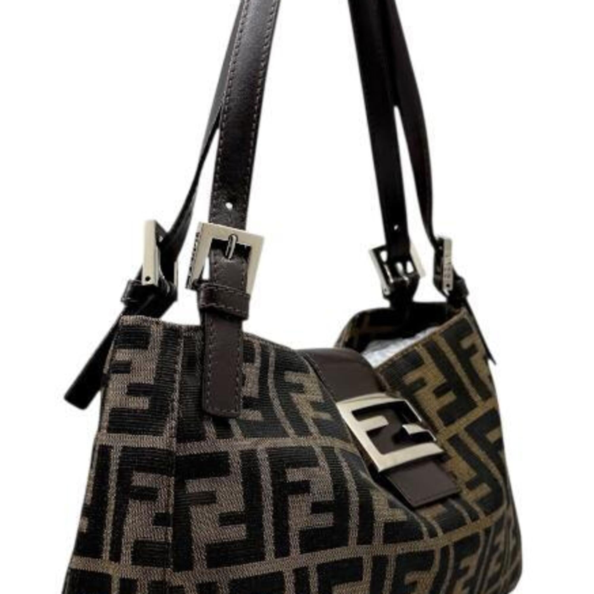 Fendi Brown Canvas Leather Handbag Shoulder Bag (Pre-Owned)